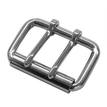 Heavy-duty 304 stainless steel double-prong roller buckle used on THE ALPHA collar